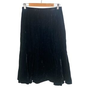 Whimsy Goth Black Velvet Midi Skirt